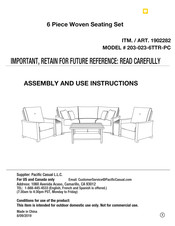Pacific Casual 203-023-6TTR-PC Assembly And Use Instructions