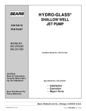 Sears HYDRO-GLASS 390.250290 Owner's Manual