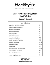 HealthyAir HA-PAP-G3 Owner's Manual