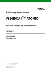 NEC V850E/CA1 ATOMIC Preliminary User's Manual