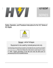 High Voltage VLF Series Safety, Operation, And Procedure Instructions