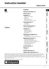 Indesit TCFM 90 Instruction Booklet
