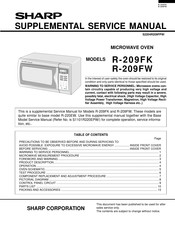 Sharp R-209FW Supplemental Service Manual