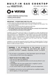 Verona VEGCT212F SERIES User Operating Instructions Manual