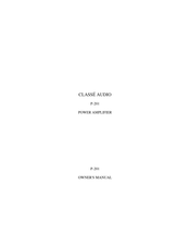 Classe Audio P-201 Owner's Manual