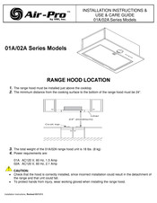 Air-Pro 02A series Installation Instructions & Use & Care Manual