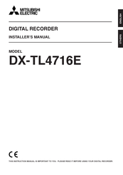 Mitsubishi Electric DX-TL4716E Installer Manual