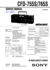 Sony Mega Bass CFD-755S Service Manual