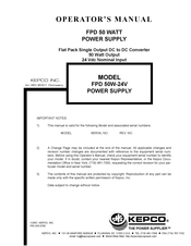 KEPCO FPD 50W-24V Operator's Manual