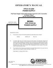 KEPCO FPD 15-6.6-24 Operator's Manual