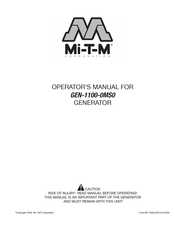 Mi-T-M GEN-1100-0MS0 Operator's Manual
