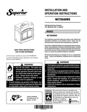 Superior WCT6940WS Installation And Operation Instructions Manual