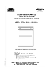 spinflo Country Leisure PRIMA 600NG User And Installation Instructions Manual