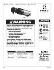 Sunex Tools SX262 Operating Instructions Manual