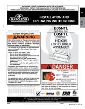 Napoleon B35NTL Installation And Operating Instructions Manual
