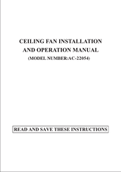 Kendal Lighting AC-22054 Installation And Operation Manual