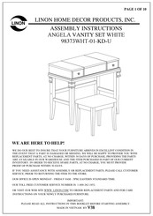 LINON HOME DECOR PRODUCTS, INC. 98373WHT-01-KD-U Assembly Instructions Manual