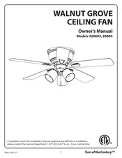 Turn of the century Walnut Grove Ceiling Fan Owner's Manual