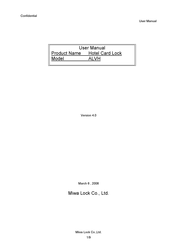MIWA LOCK ALVH User Manual
