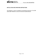 Elisra Electronic Systems Ltd. MWCBDA-SMR-1W60PS-8 Installation And Operating Insctructions