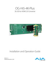 AJA OG-Hi5-4K-Plus Installation And Operation Manual
