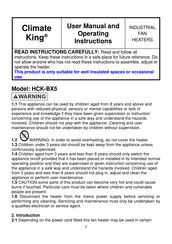 Climate King HCK-BX5 User's Manual And Operating Instructions