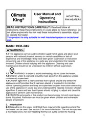 Climate King HCK-BX9 User's Manual And Operating Instructions