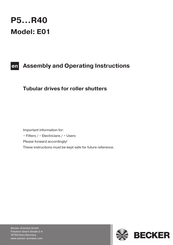 Becker R8-E01 Assembly And Operating Instructions Manual