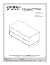 Better Homes and Gardens REAGAN COFFEE TABLE BH18-021-199-51 Assembly Instructions Manual