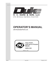 Duke DQ GEN-102 Operator’s Manual With Illustrated Parts List