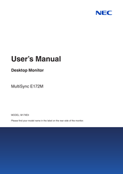 NEC MultiSync E172M User Manual