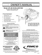 Fimco UTL-60-12V-BL Owner's Manual