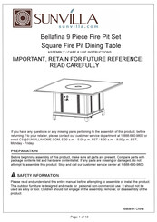 Sunvilla Bellafina Assembly / Care & Use Instructions