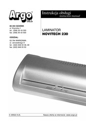 Argo NOVITECH 230 Instruction Manual