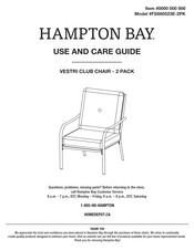 HAMPTON BAY VESTRI CLUB CHAIR FSS60523E-2PK Use And Care Manual