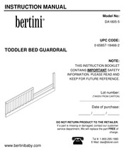 Bertini TODDLER BED GUARDRAIL DA1805-5 Instruction Manual