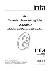 Inta Kiko KK70003CP Installation And Maintenance Instructions Manual