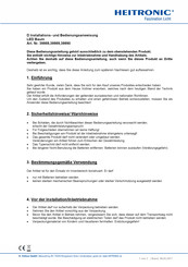 Heitronic 39989 Installation And Operating Instructions Manual