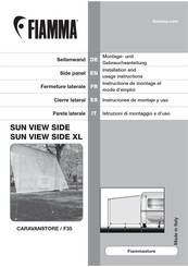 Fiamma SUN VIEW SIDE CARAVANSTORE XL Installation And Usage Instructions