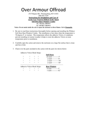 Over Armour Offroad AC-TRAIL-DRW01 Instructions For Installation And Care