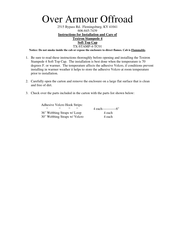 Over Armour Offroad TX-STAMP-4-TC01 Instructions For Installation And Care