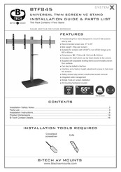 B-Tech BTF845 Installation Manual & Parts List