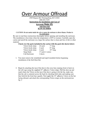 Over Armour Offroad KAW-SX-SDK01 Instructions For Installation And Care