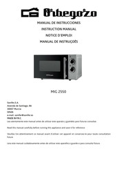 Orbegozo MIG 2550 Instruction Manual