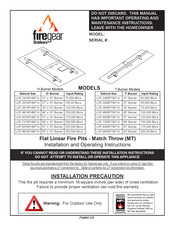 Firegear LOF-9616FHMT-N Installation And Operating Instructions Manual