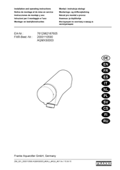 Franke 2000110590 Installation And Operating Instructions Manual