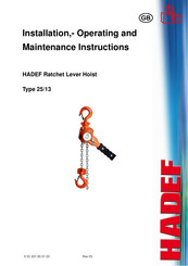 HADEF 25/13 Installation, Operating And Maintenance Instructions