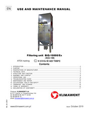 Klimawent XCC-109 Use And Maintenance Manual