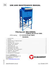 Klimawent BIG-12000/Ex Use And Maintenance Manual
