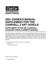 Club Car CARRYALL 2 XRT Owner's Manual Supplement
